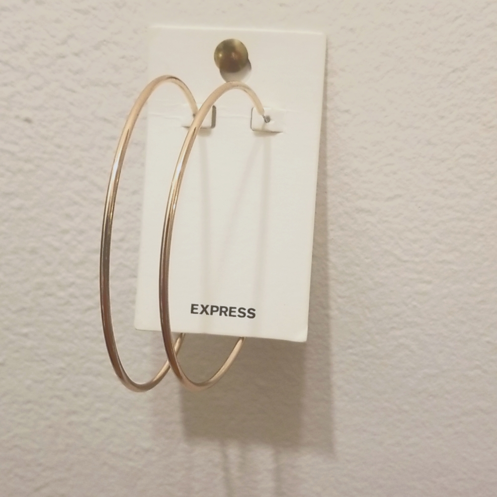 Express, Rose Gold, 3" Diameter Hoop Earrings
